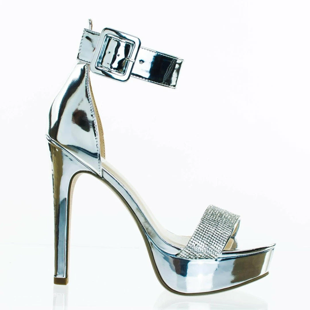 Speed Limit 98 Notice Rhinestone Encrusted Platform High Heel Sandal W Thick Ankle Strap