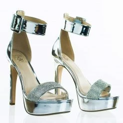 Speed Limit 98 Notice Rhinestone Encrusted Platform High Heel Sandal W Thick Ankle Strap