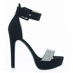 Speed Limit 98 Notice Rhinestone Encrusted Platform High Heel Sandal W Thick Ankle Strap