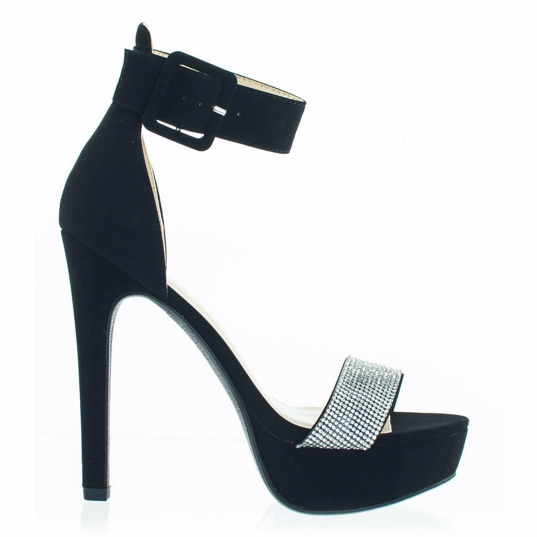 Speed Limit 98 Notice Rhinestone Encrusted Platform High Heel Sandal W Thick Ankle Strap