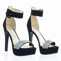 Speed Limit 98 Notice Rhinestone Encrusted Platform High Heel Sandal W Thick Ankle Strap