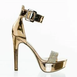 Speed Limit 98 Notice Rhinestone Encrusted Platform High Heel Sandal W Thick Ankle Strap