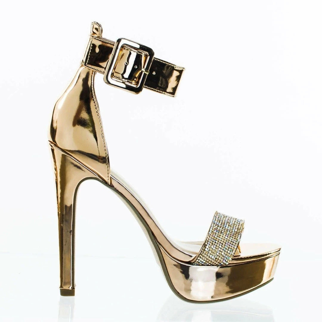 Speed Limit 98 Notice Rhinestone Encrusted Platform High Heel Sandal W Thick Ankle Strap