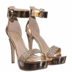 Speed Limit 98 Notice Rhinestone Encrusted Platform High Heel Sandal W Thick Ankle Strap