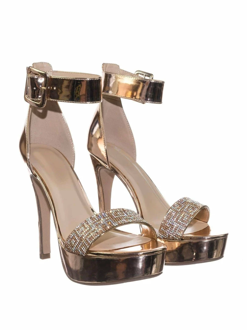 Speed Limit 98 Notice Rhinestone Encrusted Platform High Heel Sandal W Thick Ankle Strap