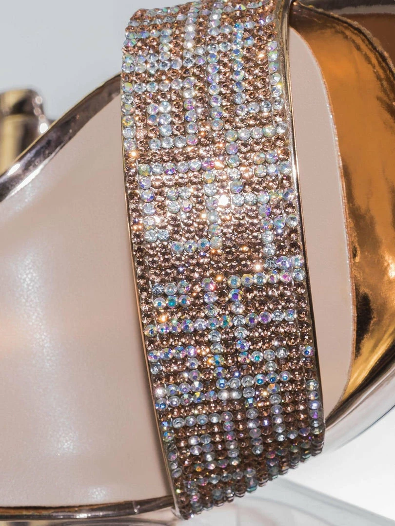 Speed Limit 98 Notice Rhinestone Encrusted Platform High Heel Sandal W Thick Ankle Strap