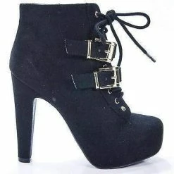 Sunny By Speed Limit 98, Chunky Heel Punk Rock Platform Ankle Lace-Up Bootie Buckle