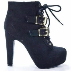 Sunny By Speed Limit 98, Chunky Heel Punk Rock Platform Ankle Lace-Up Bootie Buckle