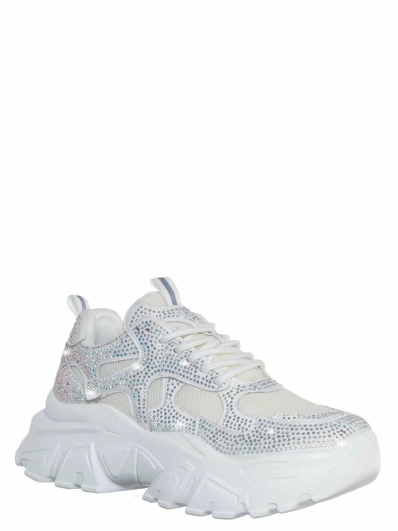 Liliana New Biaa1 Chunky Rhinestone Daddy Sneaker, Platform Festival Shoes