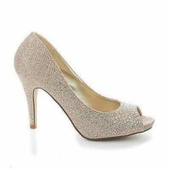 Eileen08 By Styluxe, Peep Toe Rhinestone Studded Classic Pumps