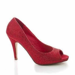 Eileen08 By Styluxe, Peep Toe Rhinestone Studded Classic Pumps