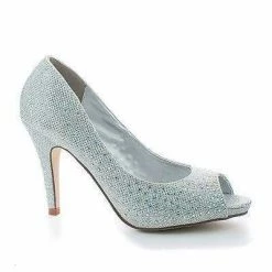 Eileen08 By Styluxe, Peep Toe Rhinestone Studded Classic Pumps
