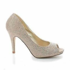 Eileen08 By Styluxe, Peep Toe Rhinestone Studded Classic Pumps