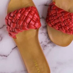 Bamboo Sunbathe78 Flat Puffy Woven Sandal - Women Summer Open Toe Slide In Weaving Mule New