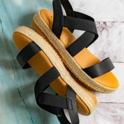 Bamboo New Superb22 Espadrille Elastic Flatform Sandal - Women Foam Padded Comfort Platform