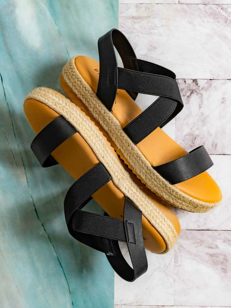 Bamboo New Superb22 Espadrille Elastic Flatform Sandal - Women Foam Padded Comfort Platform