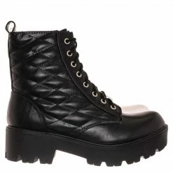 Soda Dawson Diamond Quilted Block Heel Combat Boots