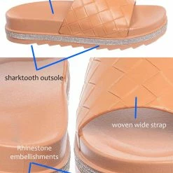 Forever Link Great12 Rhinestone Woven Flatform Sandal - Women Platform Slides New