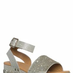 Forever Link New Luxury96K Kids Rhinestone Glitter Flatform Sandal - Little Girl Crystal Platform