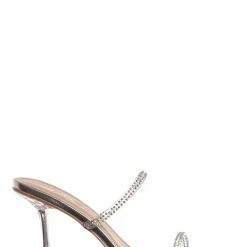 Anne Michelle Pleasure06 Rhinestone Thin Strap Mule, Women Slide Sandals