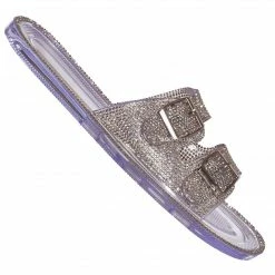 Bamboo Hobby Women's Rhinestone Jelly Lucite Flat Slipper New