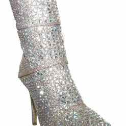 Forever Link Event98 Rhinestone Studded Stiletto Bootie- Womens Crystal Ankle Height Boot