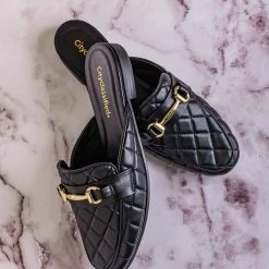 CityClassified New Terrace Puffy Quilted Flat Loafer Mule - Women Slipper W Horse Bit Detail