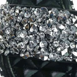 Wild Diva New Tia01 Rhinestone Slides W Metal Welt - Women Slip On W Assorted Crystal