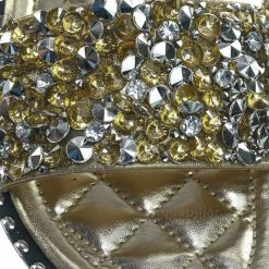 Wild Diva New Tia01 Rhinestone Slides W Metal Welt - Women Slip On W Assorted Crystal