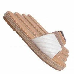 Bamboo New Healer12 Quilted Espadrille Flatform Slides - Women Platform Flat Sandal