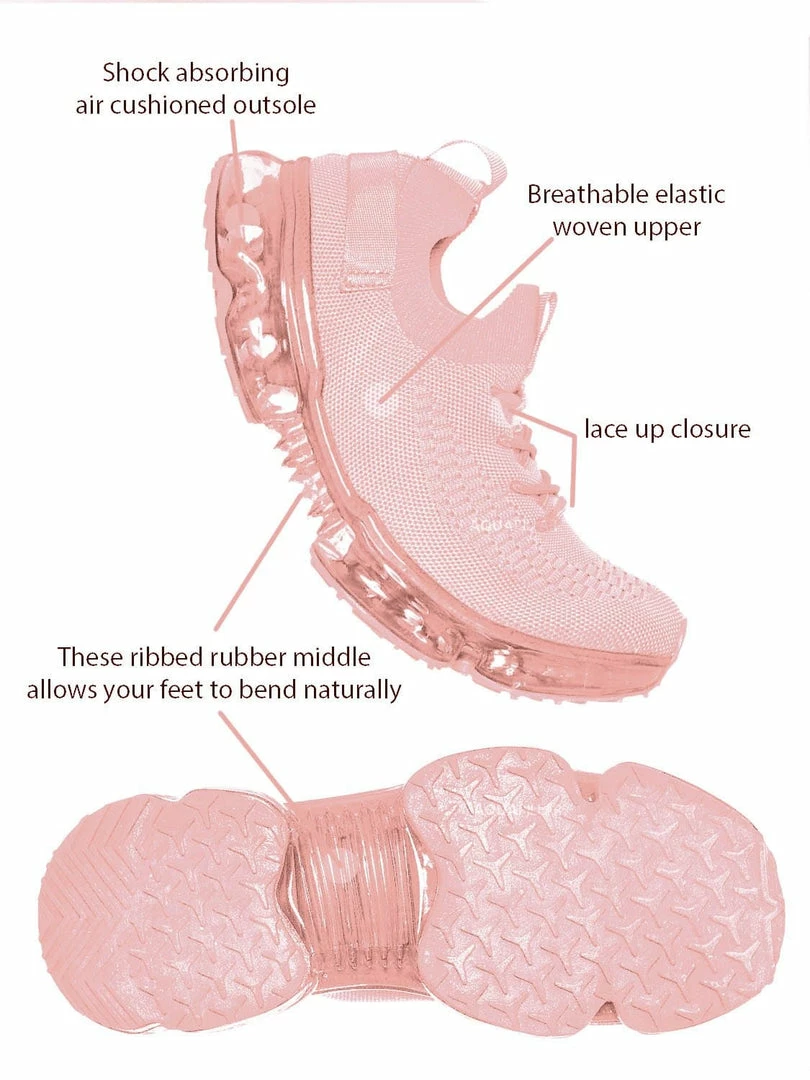 Forever Link Flow19 Stretch Elastic Mesh Sneaker - Festival Lace Up Rubber Air Bubble Cushion