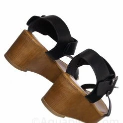 Top Moda Cobble1 Wooden Flatform Platform Sandal Flat Lightweight Open Toe Comfort Shoe