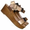 Top Moda Cobble1 Wooden Flatform Platform Sandal Flat Lightweight Open Toe Comfort Shoe