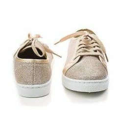 Hope1 By Top Moda, Glitter Mesh Fabric Round Toe Lace Up Fashion Flat Sneakers