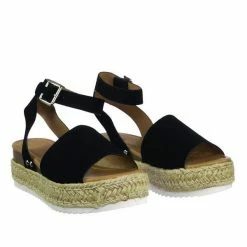 Soda Topic Espadrille Jute Rope Wrap Platform Flatform Rubber Shark Tooth Flat Sandal