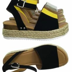 Soda Topic Espadrille Jute Rope Wrap Platform Flatform Rubber Shark Tooth Flat Sandal