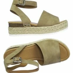 Soda Topic Espadrille Jute Rope Wrap Platform Flatform Rubber Shark Tooth Flat Sandal