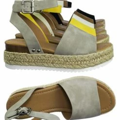 Soda Topic Espadrille Jute Rope Wrap Platform Flatform Rubber Shark Tooth Flat Sandal