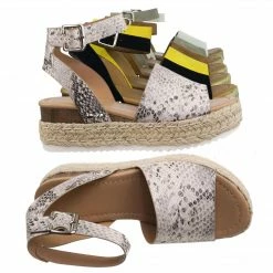 Soda Topic Espadrille Jute Rope Wrap Platform Flatform Rubber Shark Tooth Flat Sandal