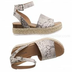 Soda Topic Espadrille Jute Rope Wrap Platform Flatform Rubber Shark Tooth Flat Sandal