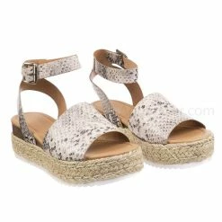 Soda Topic Espadrille Jute Rope Wrap Platform Flatform Rubber Shark Tooth Flat Sandal