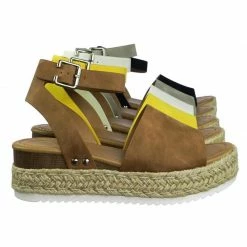 Soda Topic Espadrille Jute Rope Wrap Platform Flatform Rubber Shark Tooth Flat Sandal