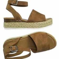 Soda Topic Espadrille Jute Rope Wrap Platform Flatform Rubber Shark Tooth Flat Sandal
