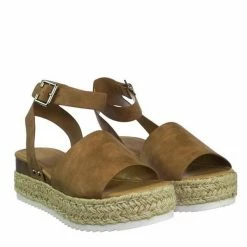 Soda Topic Espadrille Jute Rope Wrap Platform Flatform Rubber Shark Tooth Flat Sandal