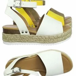 Soda Topic Espadrille Jute Rope Wrap Platform Flatform Rubber Shark Tooth Flat Sandal