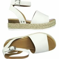 Soda Topic Espadrille Jute Rope Wrap Platform Flatform Rubber Shark Tooth Flat Sandal