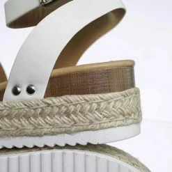 Soda Topic Espadrille Jute Rope Wrap Platform Flatform Rubber Shark Tooth Flat Sandal