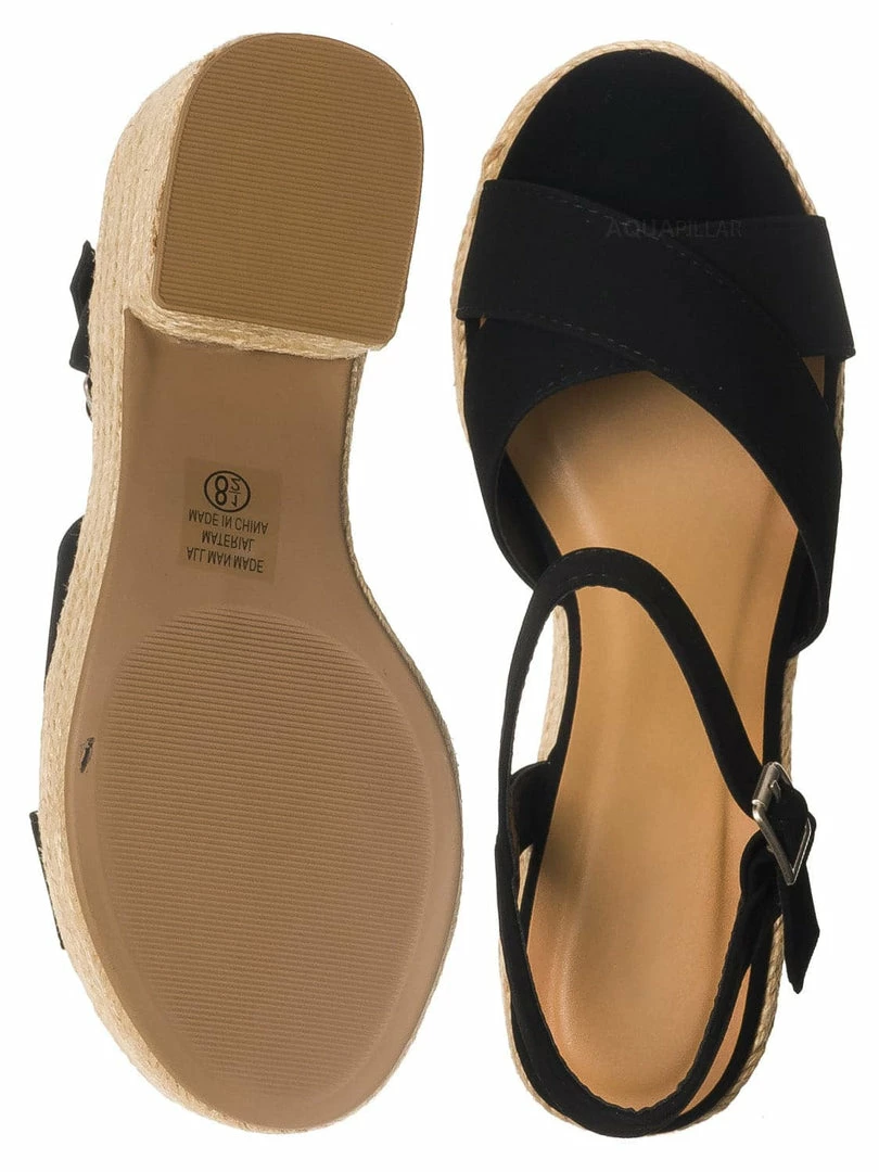 Soda Beauty Espadrille Jute Rope Platform Clog, Womens Ankle Strap Sandal New