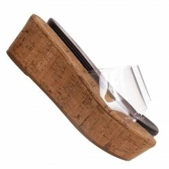 Bamboo Purchasing05 Flatform Clear Slide Sandal, Womens Lucite Slipper New