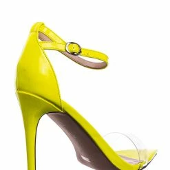 Anne Michelle New Exception10 Lucite Neon Stiletto Sandal - Women Clear High Heel Pointed Toe Shoe
